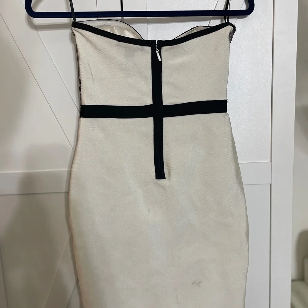 Forever 21 Black and Cream Strapless Dress - Picture 4 of 4